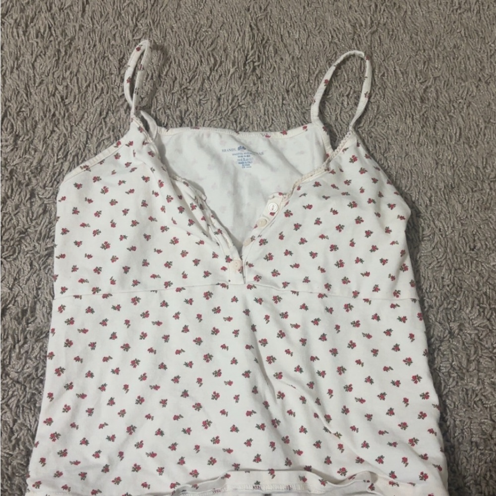 Brandy Melville White Floral Tank Top